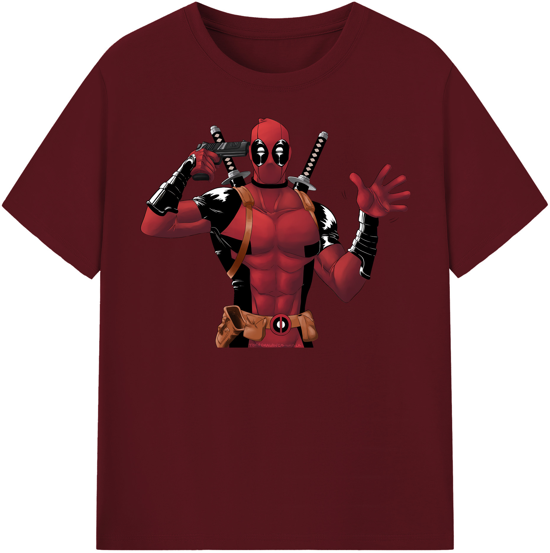 （画像用） Deadpool デッドプール 綿100％半袖Tシャツ（フロントプリント）